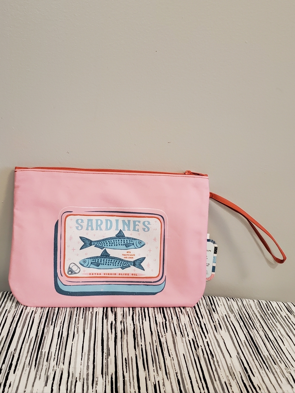 Pink Sardines Swimsuit Sack w/ Clear Front Zipper Pocket Touchscreen Compatible - Picture 2 of 3